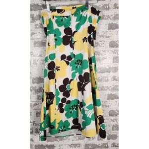 B. Smart Dress 12 Floral Print Strapless A-Line Knee Length‎ Green Yellow Brown
